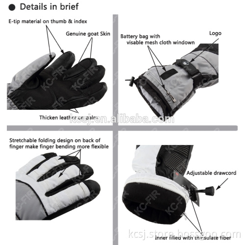 7.4V rechargeable heated ski gloves keep warm ski gloves